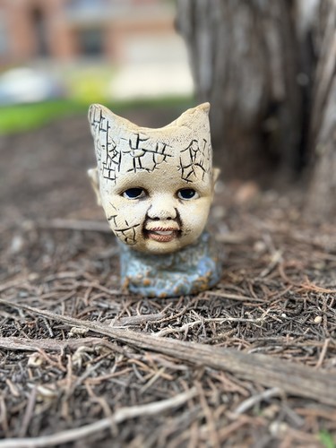 Creepy Baby Doll Pottery Ceramic pot Cactus Succulent Gothic Handmade Houseplant