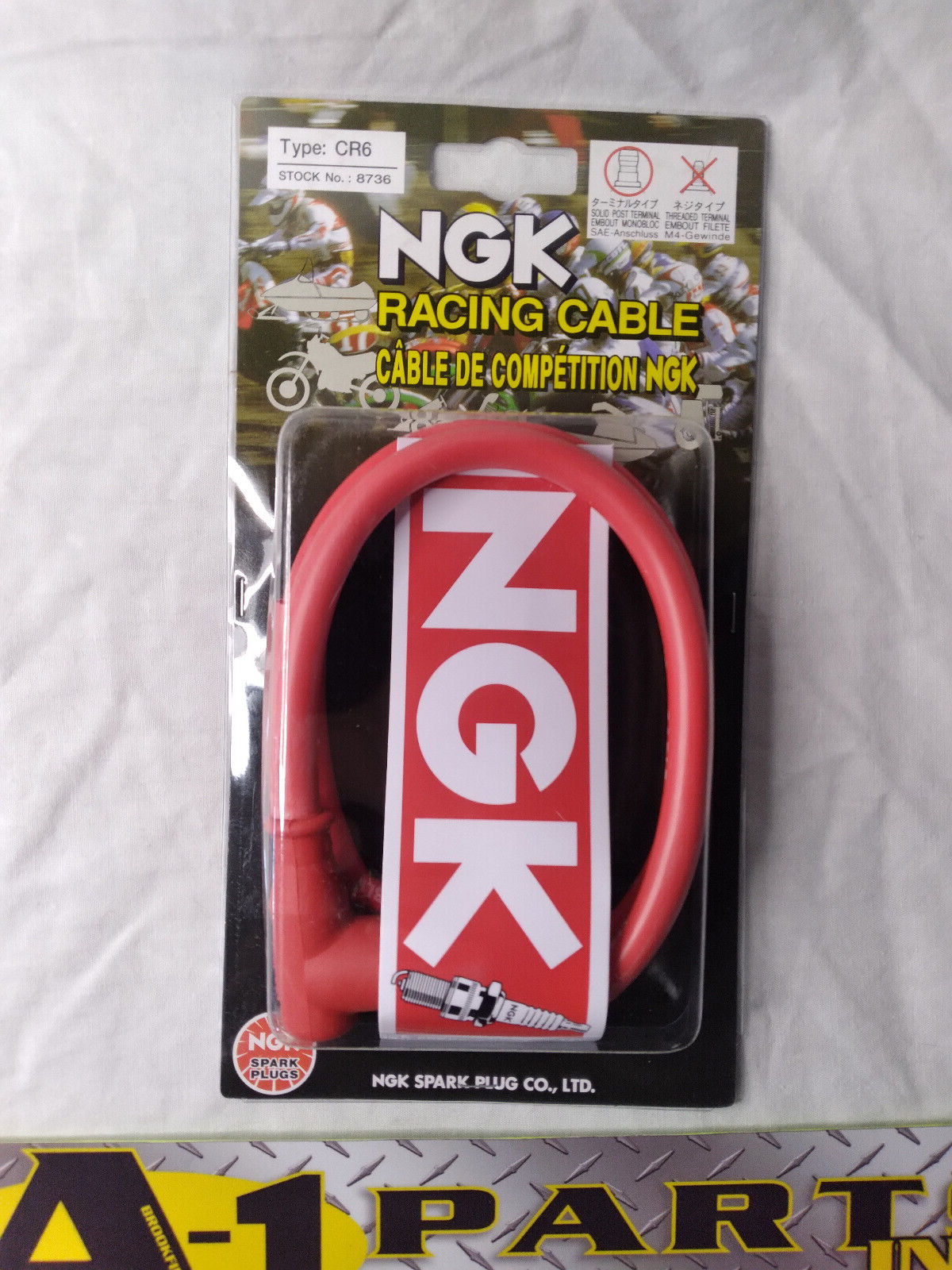 4X-1364/NGK レーシングケーブル CR6 8736 x4本 ターミナル New NGK Racing Cable 90 degree Solid Resistor Cvr 100cm (CR6) 8736