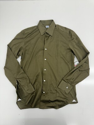 Edoardo Borrelli Napoli Green Long Sleeve Dress Shirt Mens Size 16