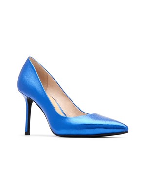 

Женские кожаные туфли-лодочки KATY PERRY Surfer Blue Metallic Sissy Stiletto без шнуровки, Синий, KP0877