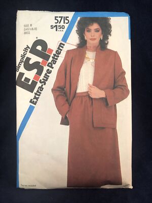 Vintage 1982 Simplicity ESP Sewing Pattern 5715 Size 14 16 18 Skirt & Jacket