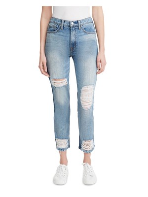 

7 FOR ALL MANKIND Женские синие джинсовые рваные укороченные джинсы с застежкой-молнией, Синий, 7U367451