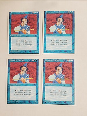 MTG Playset 4x Apprentice Wizard (4th Edition/Blue/C) - BGM