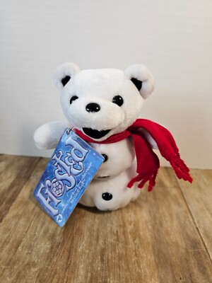 New Frosted Grateful Dead 7.5'' Bean Bear Plush snow man Liquid Blue w/Tag