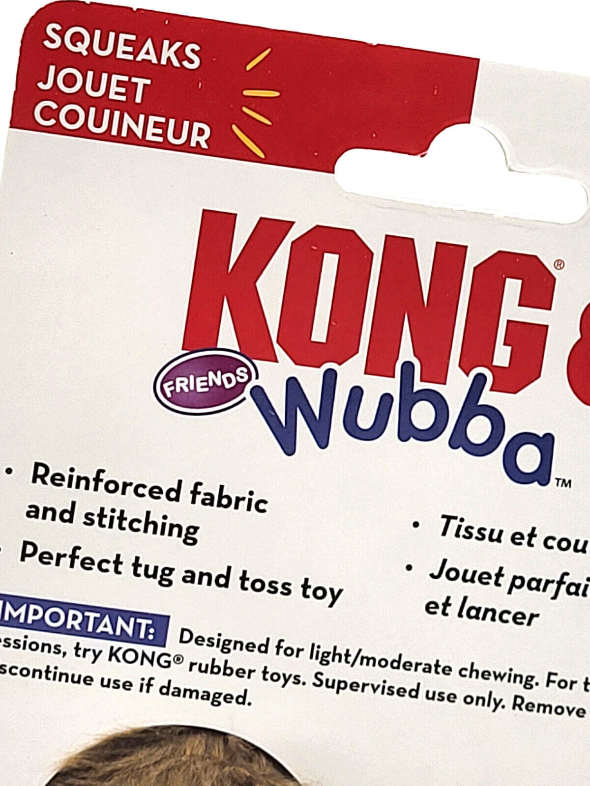 KONG Wubba Friends LARGE Bear Squeaky Toss & Play Dog Fetch Toy