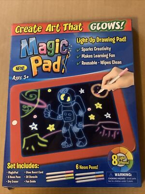 Magic Pad: Create Art That Glows, Lite-Up Reusable Drawing Pad-Blue Cover New