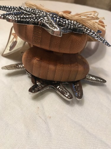 Mud Pie Bamboo Salad Hands with Metal Sea Life Star Fish New with Tags 8.1/4”