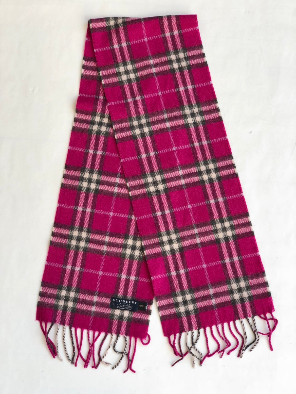 Burberry Classic Check Cashmere Scarf - Fuchsia - 100