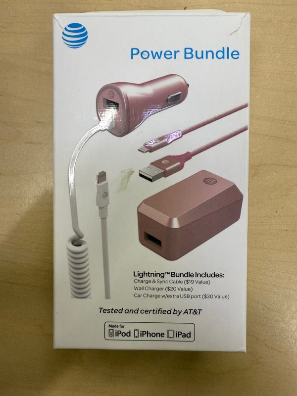 At&t Power Bundle MFi-Certified Apple Lightning Car & Home Charger,