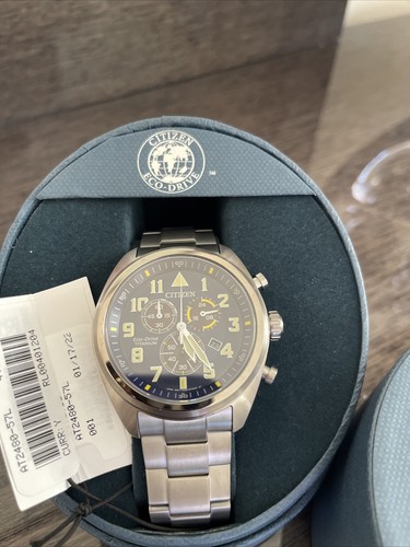 Pre-owned Citizen Men's  Garrison Super Titanium Pilot Chronograph Watch At2480-57l