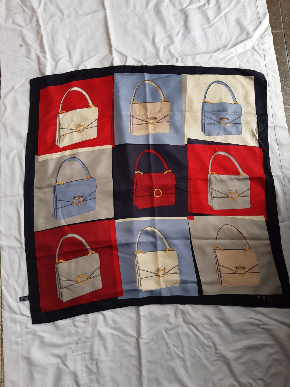 Celine Multicolour Square Silk Scarf 34x34 Inches Made in