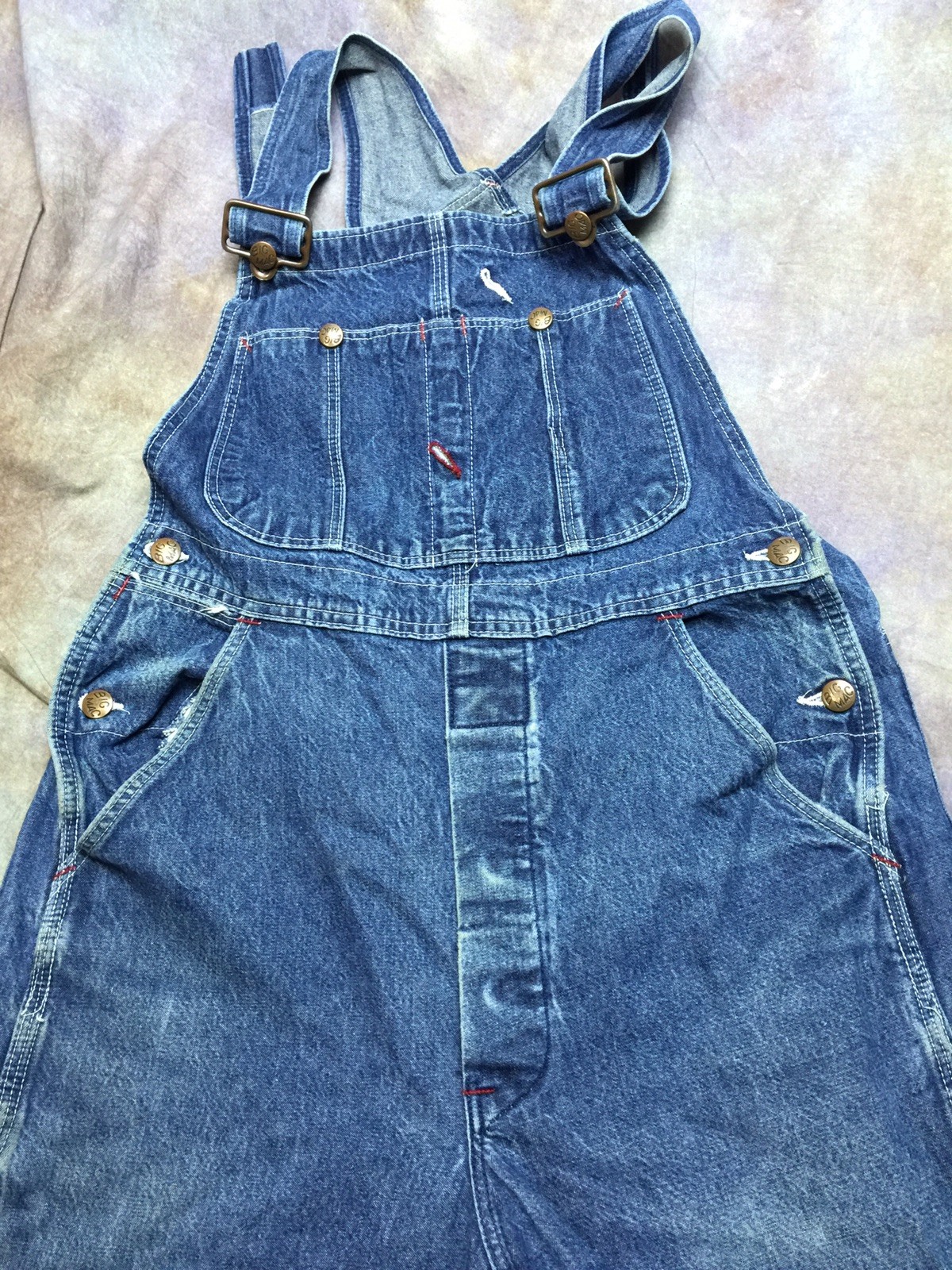 SCI Vintage Distressed Big Mac Denim Bib Overalls Work Wear Penney's Square Bak