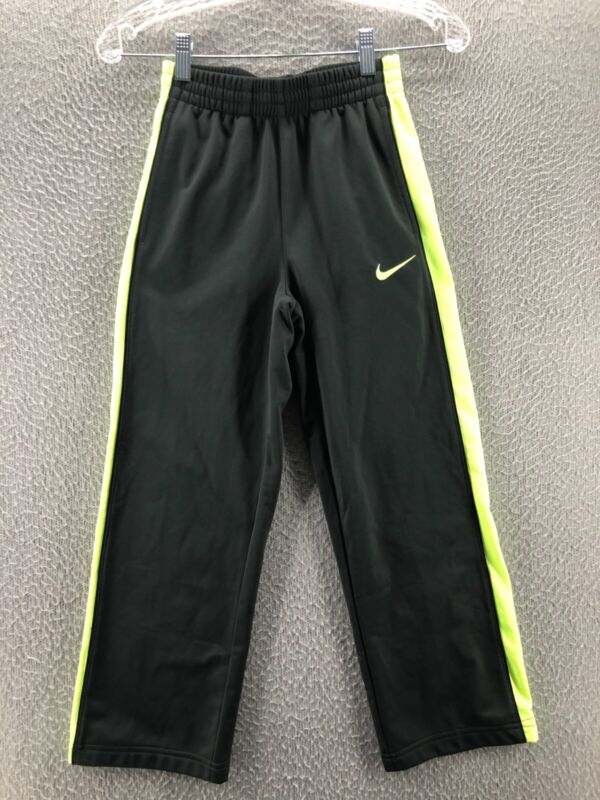 Nike Boys Pants Track Joggers Youth Gray Neon Green Small Workout Warmup Gym NEW