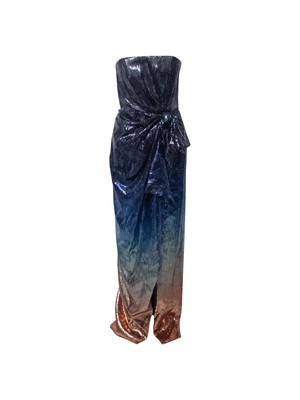 Женское платье MARY KATRANTZOU с синим бантом на подкладке и акцентом без рукавов + расклешенное платье-клеш 4