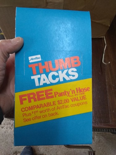 Vintage Amtac 2 doz Thumb Tacks Vintage Lot NOS Box