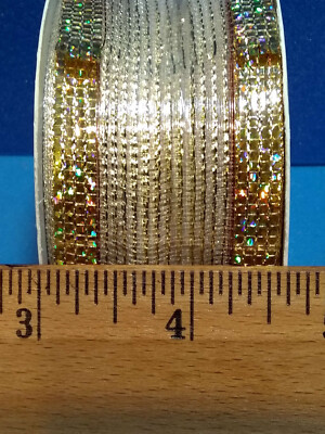 New Old Stock Wrights Ribbon Wire Edge Gold & Silver (1 1/2'' x 12 ft)