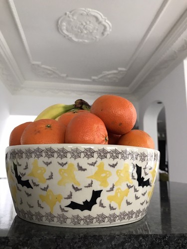New Polish Pottery XL Halloween Candy Bowl- Bats, Ghosts & Spiders (50% Charity)