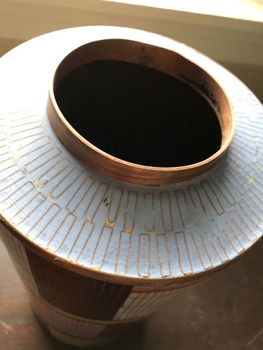 FABIENNE JOUVIN PARIS LARGE ENAMEL COPPER CLOISONNE CANNISTER