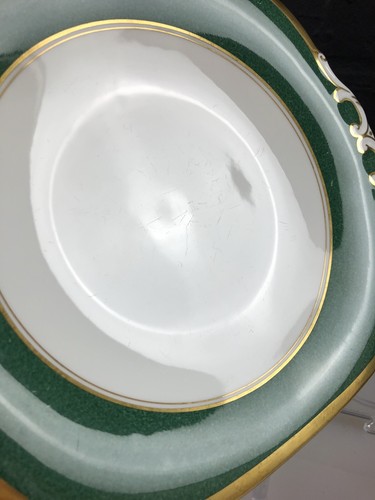 Coalport Athlone Green Eared Cake / Bread Plate 10" Wide