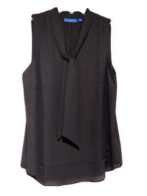 Apt. 9 Sleeveless Black Sheer Tie Front Blouse Size Small