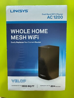 Linksys Velop AC1200 Intelligent Mesh WiFi 5 Router 1-Pack VLP0101B, New Sealed