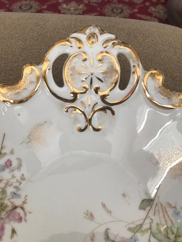 KPM Germany Fine Porcelain Serving Platter Flower Floral Gold Trim (CG)