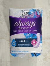 Always Discreet PADS FOR BLADDER LEAKS Moderate 16 Pads ...