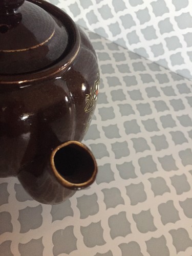 Vintage TEA POT Ceramic  Brown Hand-Painted  Made In Japan 6