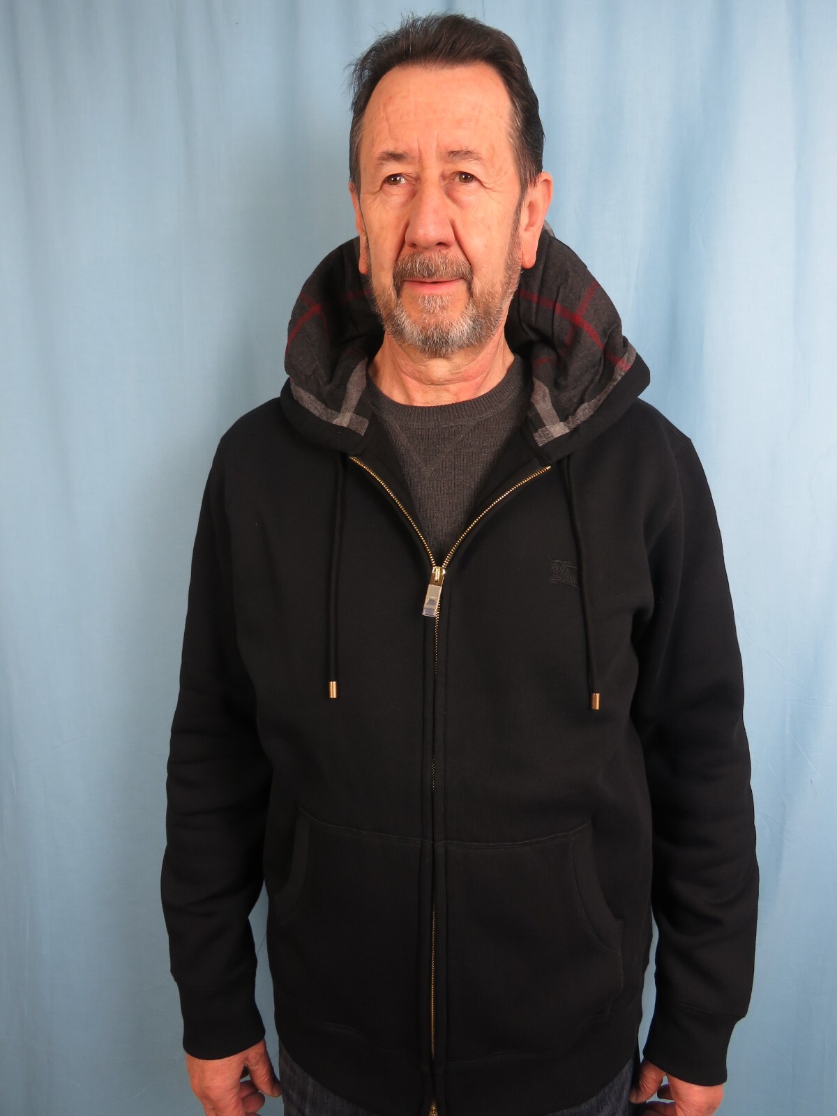 NWT MENS BURBERRY CLAREDON BLACK COTTON CHECK LOGO ZIP HOODIE JACKET SIZE  XXXL | eBay