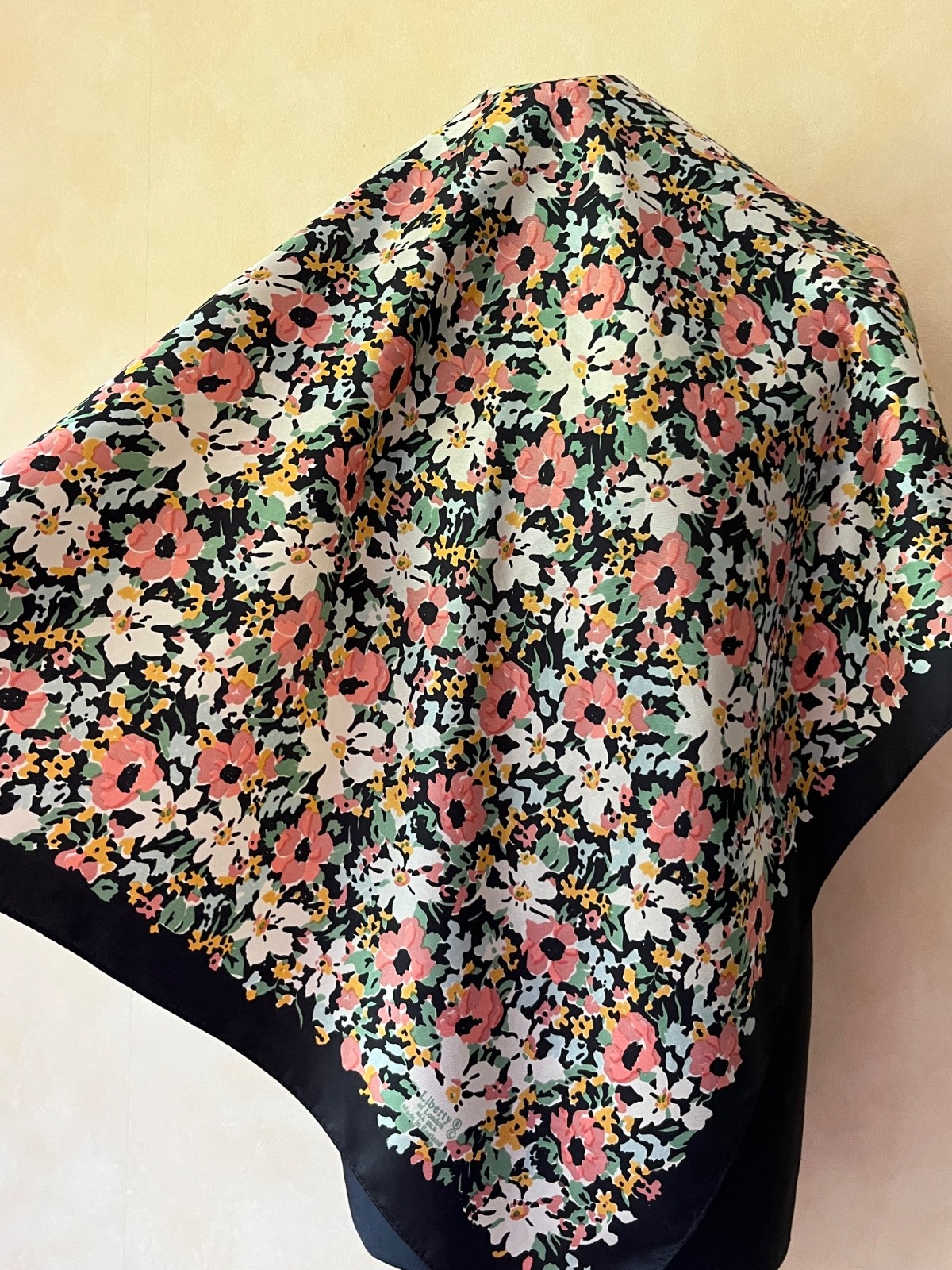 Vintage Liberty of London silk scarf with floral pattern