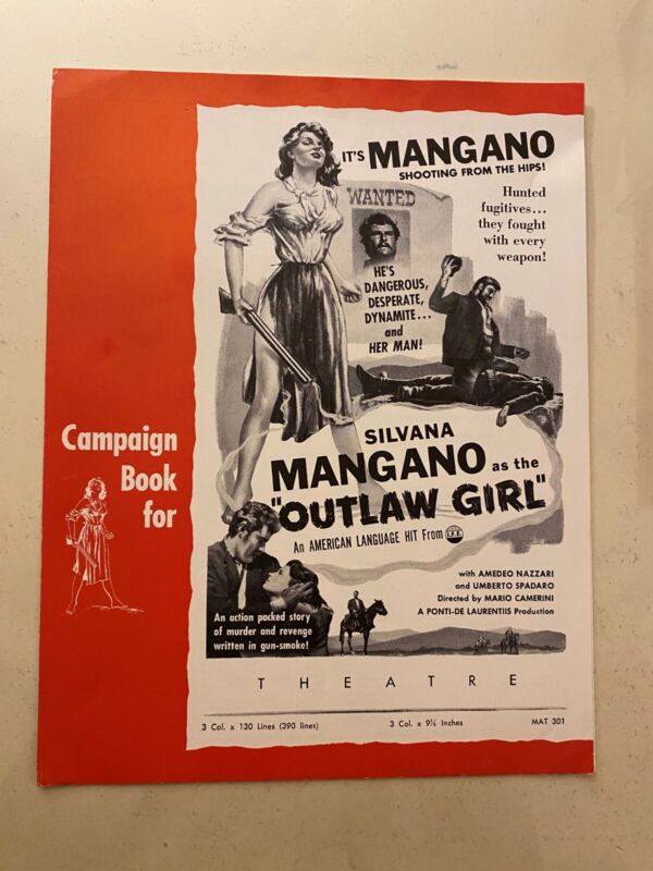 Outlaw Girl Pressbook 1955 Amedeo Nazzari, Silvana Mangano!