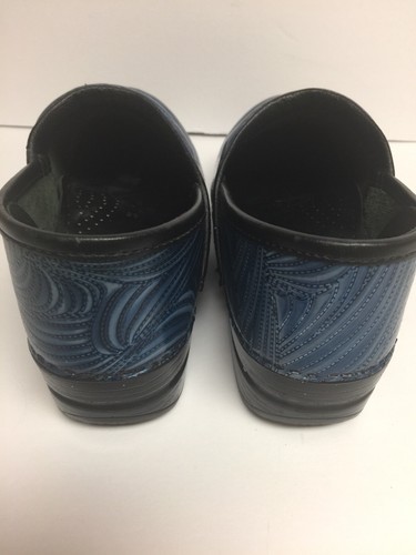 Dansko Womens Professional Clogs Blue Tooled Leather Euro Size 39 Or Us Sz 8