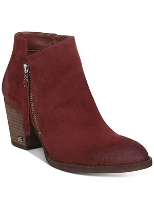 

Женские кожаные ботильоны SAM EDELMAN с красным логотипом Macon и круглым носком на наборном каблуке 9,5 м, Красный, F8825L5