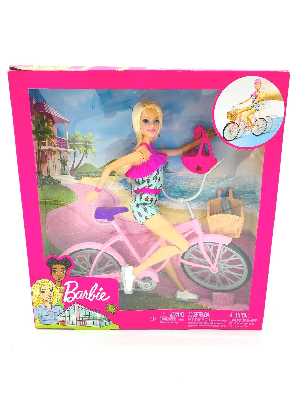 Barbie Doll with Bike & Accessories Box Set Blonde Hair