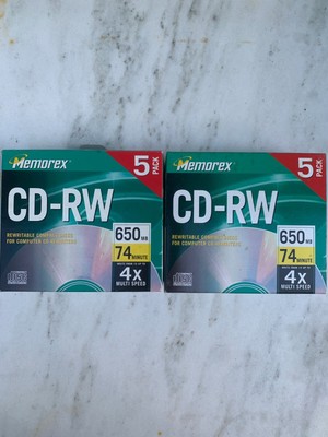 Memorex CD-RW 650mb 74 min 5 pack 4x NEW Lot Of 2