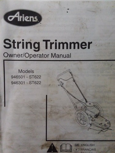 Ariens Walk-Behind Gasoline String Trimmer 946501 946301 ST622 Owner​s Manual