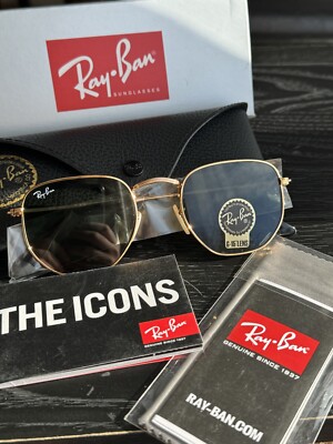 Ray-Ban Hexagonal Gold Frame/ Green G15 51mm RB3548