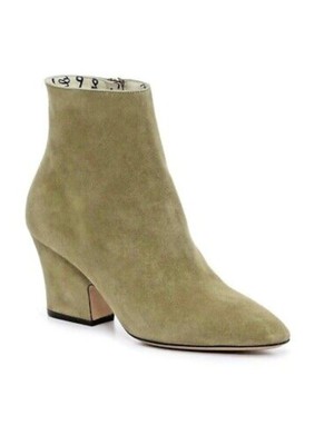 

SALVATORE FERRAGAMO Зеленые замшевые ботильоны Shirin с миндальным носком на блочном каблуке, Зеленый, 724702