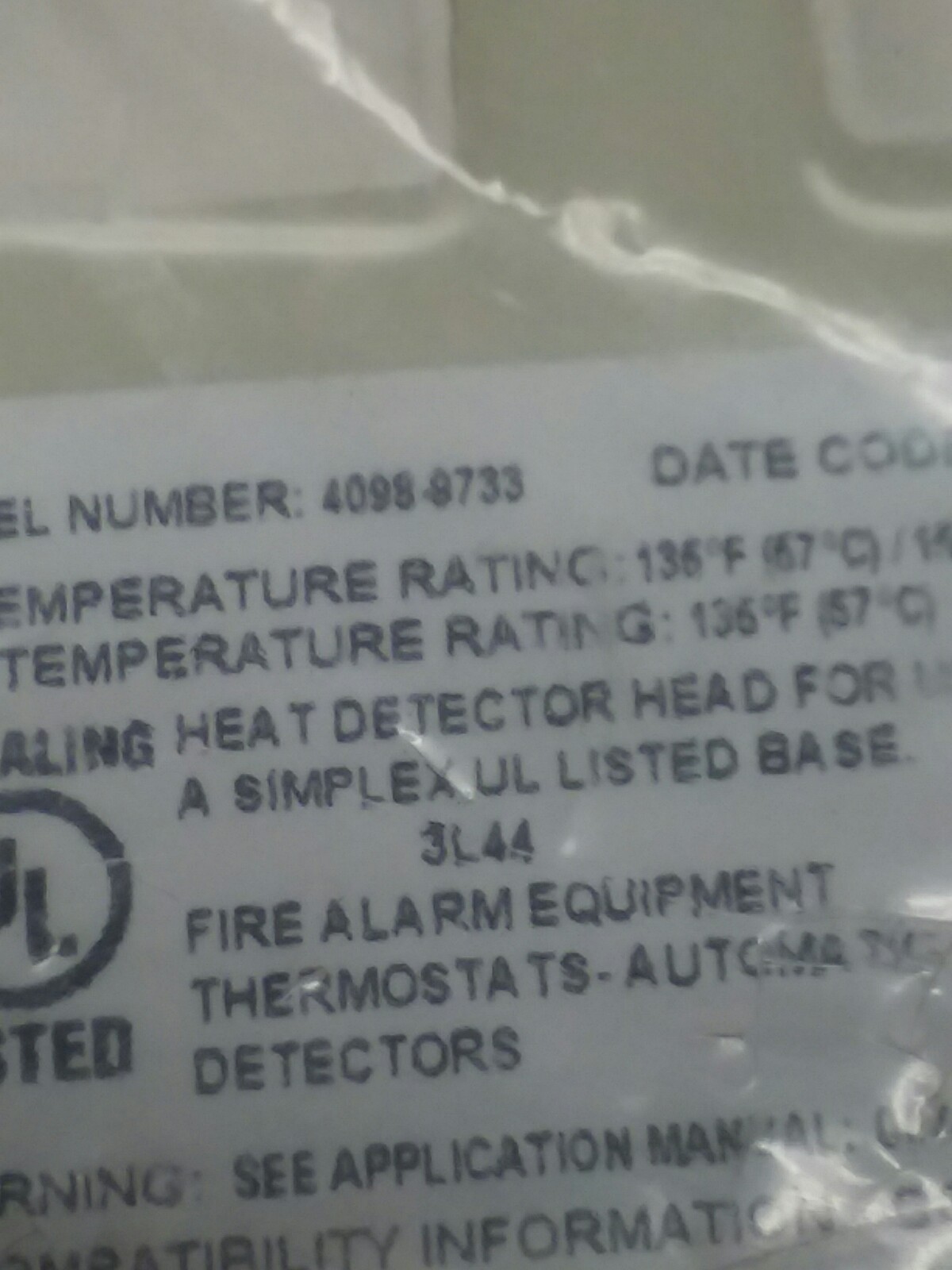 (NEW) SIMPLEX 4098-9733 Heat Detector Head  **FREE SAME DAY SHIPPING**