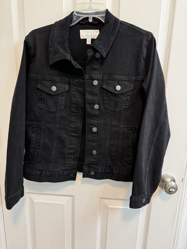 Time And Tru Women's Denim Jacket Black Stretch Size S (4-6