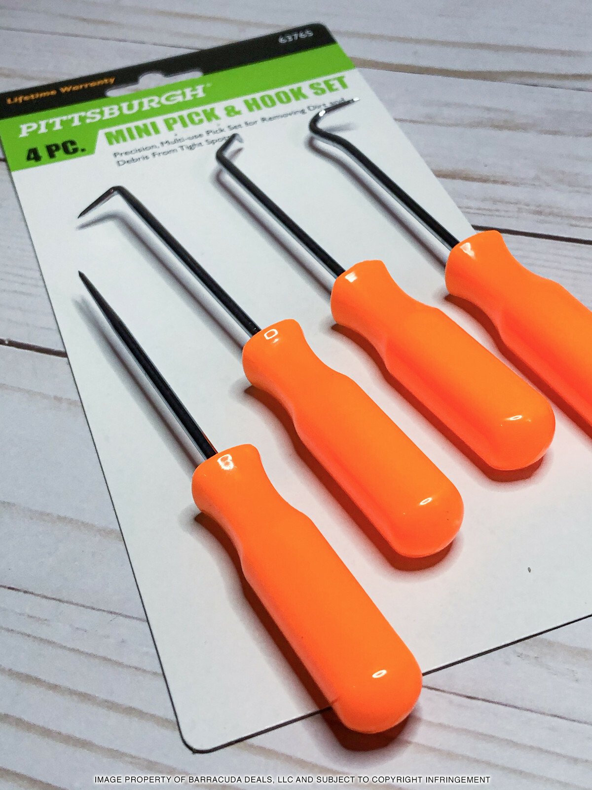 Pittsburgh 4 Piece Mini Pick & Hook Set - Straight, 90º, 120º Hook, Round Angle