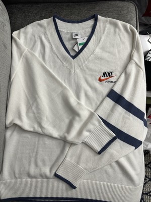 Nike Trend V-Neck Sweater Sail Off White Knit Retro Classic Icon Logo DX0008 133