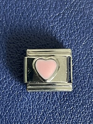 Baby Rose Pink Enamel Valentine Love Heart Charm Link For A Nomination Bracelet