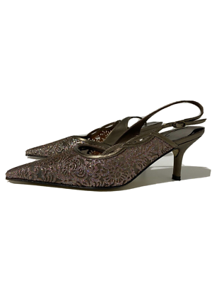 Ivory Bond Street London Sparkly Sling Back Shoes Size 6.5 eBay