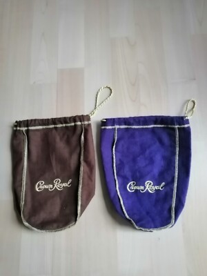 Lot of 2 CROWN ROYAL PURPLE BAG WITH DRAW STRING 9''x 7.5'' 750 ml size LOGO