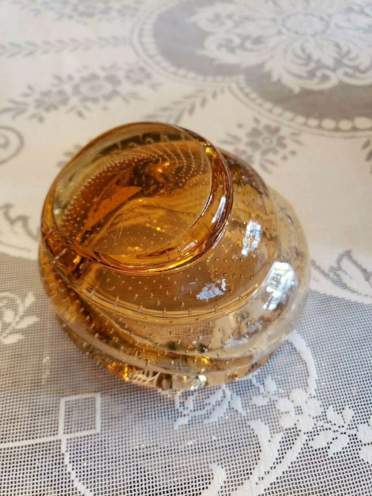Mid-century MURANO Venetian CONTROLLED BUBBLE Art Glass ASHTRAY SEASHELL SEGUSO