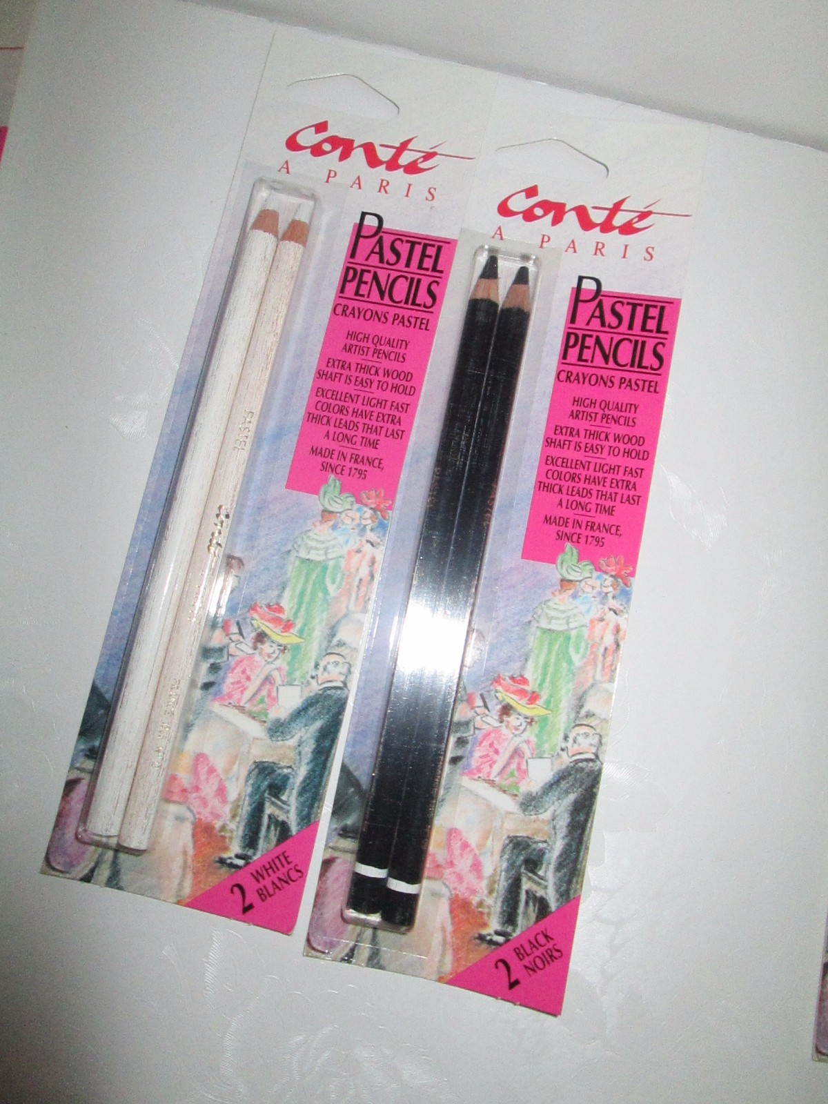 CONTE A PARIS  PASTEL PENCILS WHITE & BLACK, 5 PACKS ~ NEW ART ARTIST 10 PENCILS