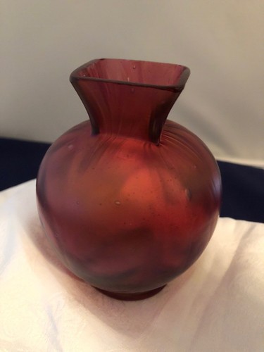 Antique Loetz Art Glass Plum / Purple Iridescent Vase