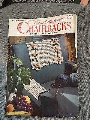Crocheted Chairbacks, church laces, shade pulls: Star Chairback Book #105 1954