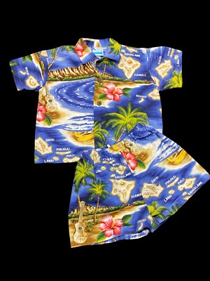 RJC-2 Pc Set-Shirt/Shorts-Boys-24 Mos-Blue/Hawaiian